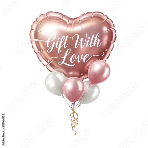Rose Gold Heart Balloon Bunch For Valentine