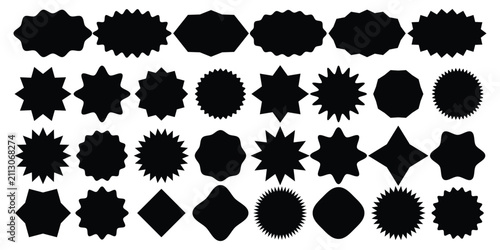 Black sunburst badges icon. sunburst badges, Sale sticker, price tag, starburst icon set, Wavy  edge promo black badges.Star burst shape tags for price.black starburst promotional badge set icon.