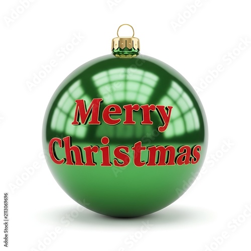 Green Christmas Bauble Ornament With Merry Christmas Text
