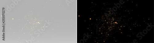 Bright metallic gold sparkle explosion with glowing festive stars isolated overlay png