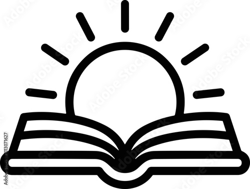 Open Book With Rising Sun Symbolizing Knowledge, Education, and New Beginnings
