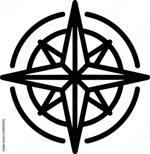 Compass Rose Icon - Navigation Symbol, Directional Star Graphic