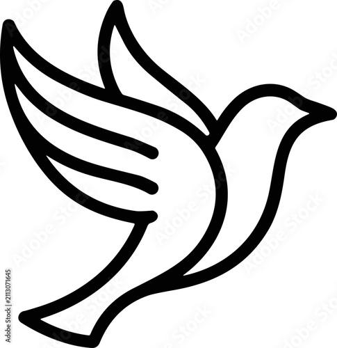Minimalist Dove Icon Outline Flying Bird Symbol