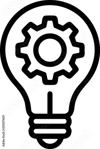 Light bulb with gear inside, symbolizing innovation, engineering, and mechanical ideas
