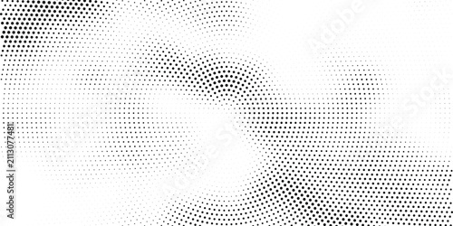 Bold monochrome halftone background of black circular dots forming a radial gradient, centered text FUTURISTIC HALFTONE, modern abstract design with high contrast for digital, data, soundwave visual