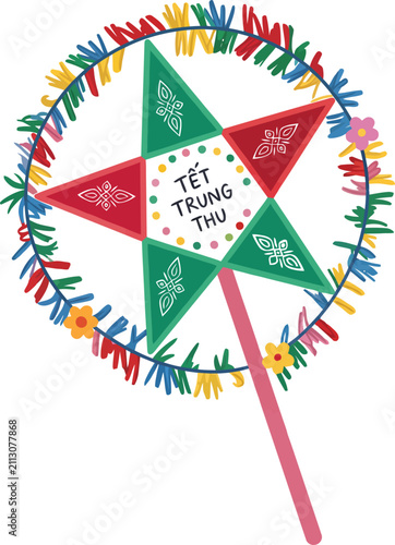 Vibrant star lantern sticker representing Vietnamese Tet Trung Thu holiday.