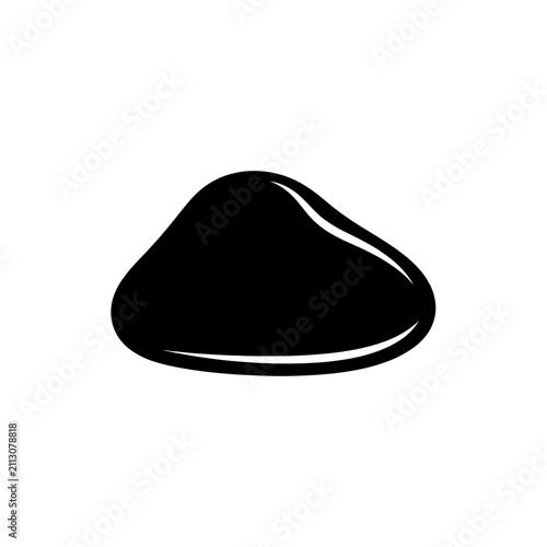 Fotografie Smooth black pebble isolated on white background.