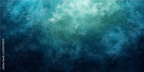Grunge Abstract textured background in shades of blue and turquoise with light white abstract effect in upper part.