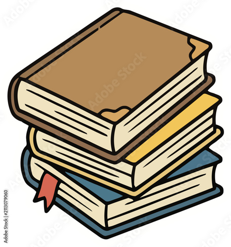 Stack of three vintage books with worn paper pages