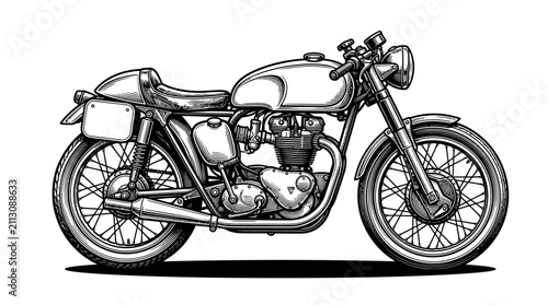Foto Classic cafe racer motorcycle hand-drawn line art style