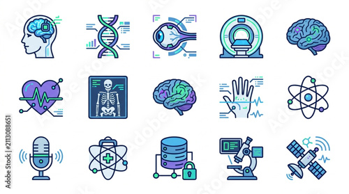 Flat Design Icons of Science and Technology Concepts.