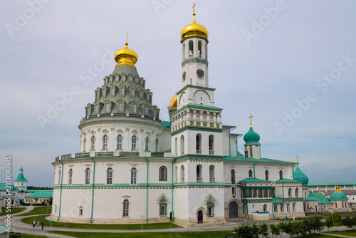 The Cathedral of the Resurrection of Christ in the New Jerusalem Monastery on a cloudy July day. Istra, Moscow Region
