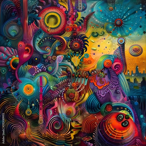 Vibrant Psychedelic Odyssey of Biomorphic Forms