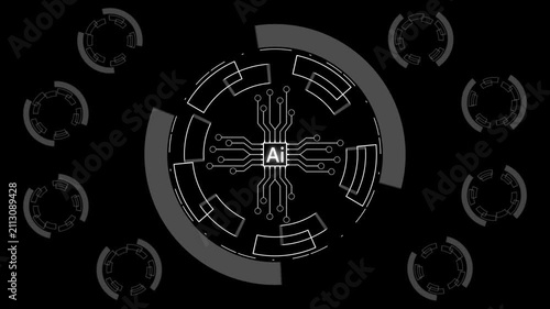 Ai Glowing blue color animation on Abstract Technology background.
