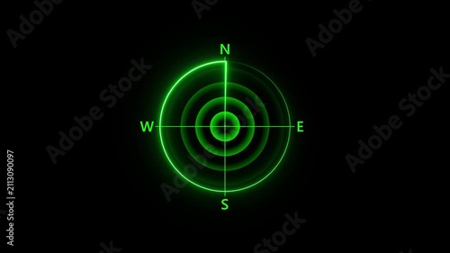 Abstract Radar Screen Technology Animation Futuristic HUD Radar Circle User Interface Target Searching Icon Concept, Simple Radar Scanning Navigation