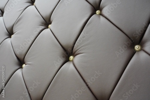 Brown Tufted Upholstery with Decorative Metal Buttons