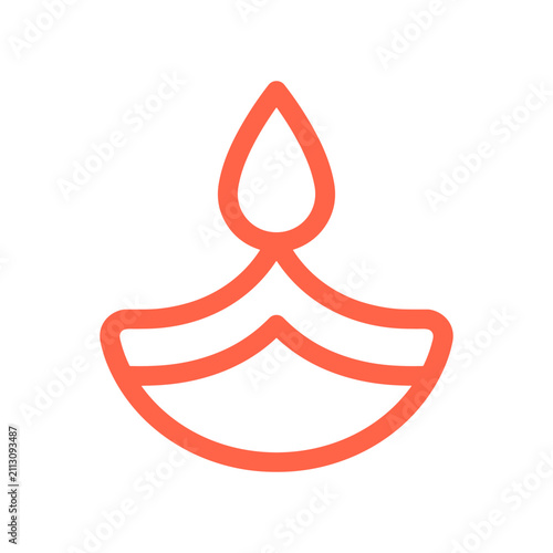 Diwali diya oil lamp simplified outline glowing with warm light during festival celebration concept