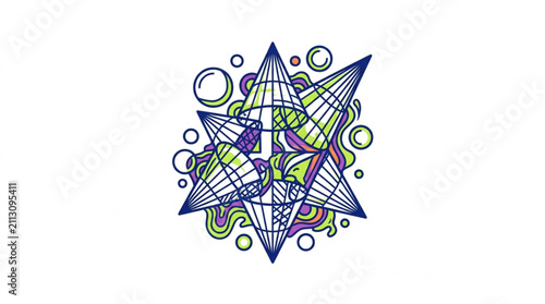 Konstfotografi Geometric Star Pattern with Abstract Design Elements.