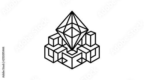 Canvastavla Geometric Wireframe Diamond Structure Design.