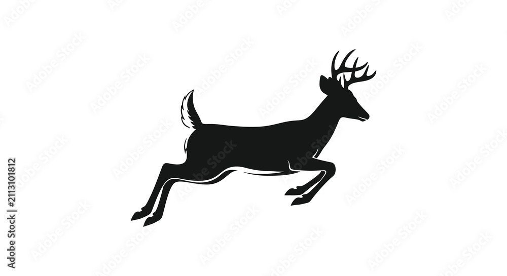 Fototapeta premium Running deer silhouette against a white background