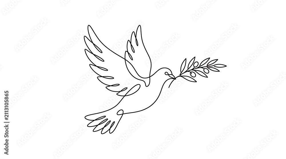 Obraz premium White Dove of Peace Flying Vector Illustration Symbolizing Freedom, Love, Hope and Harmony with Elegant Wings, Feather Design and Nature Bird Symbol Isolated Artwork