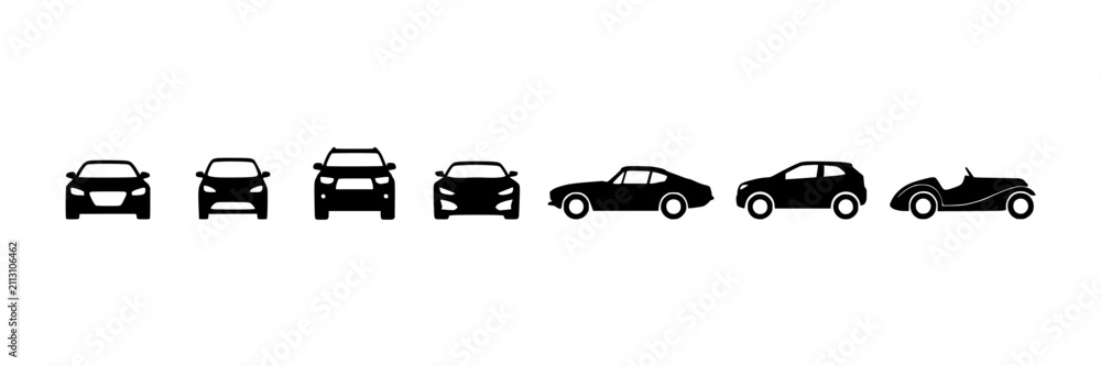 Fototapeta premium Cars in Various Styles and Designs Shown as Icons Featuring Car, Vehicle, Transportation with Icon and Design Elements for Style