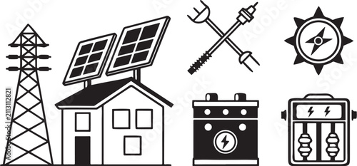 Renewable energy sources power a modern home and sustainable future.