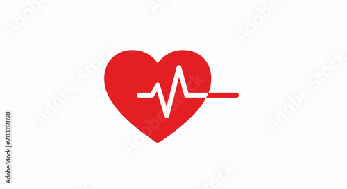 Red Heart with ECG Line.