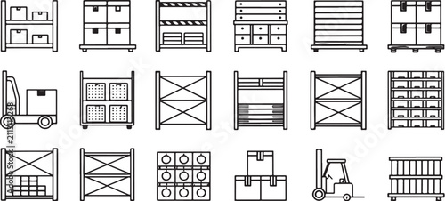 Various warehouse shelving units stand ready for product storage and organization.