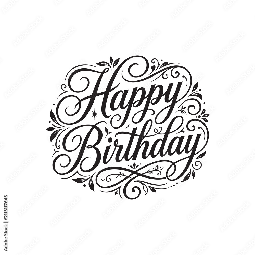 Fototapeta premium Beautiful Signature Style Happy Birthday Typography Handwritten Calligraphy Vector