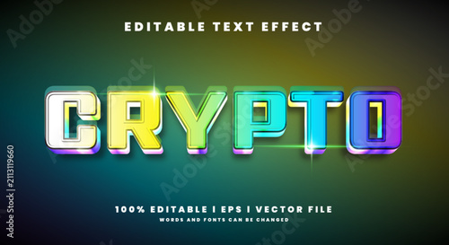 Editable crypto 3d vector text effect. with modern style design
