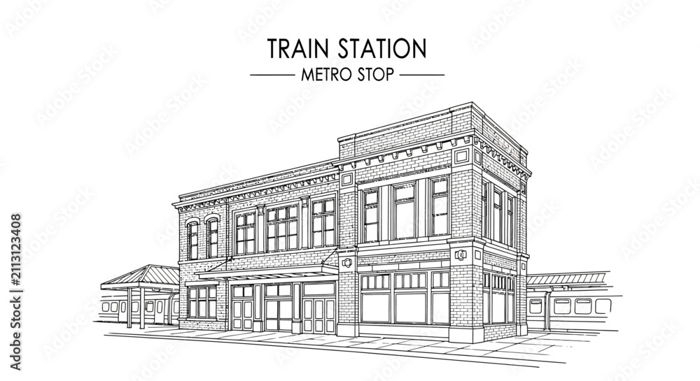 Obraz premium Train Station Metro Stop Building Architecture.
