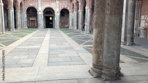cloister of the basilica of sant'ambrogio milano italy 