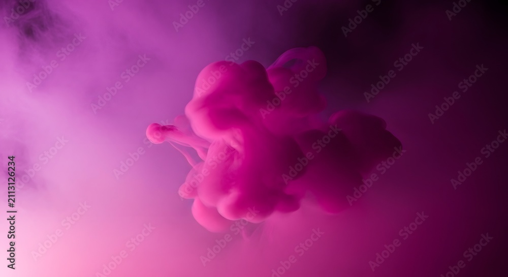 Fototapeta premium Abstract purple smoke cloud isolated on black background