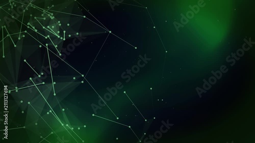 Artificial Intelligence Plexus Network Background with Global Data Connections on Green Digital Gradient