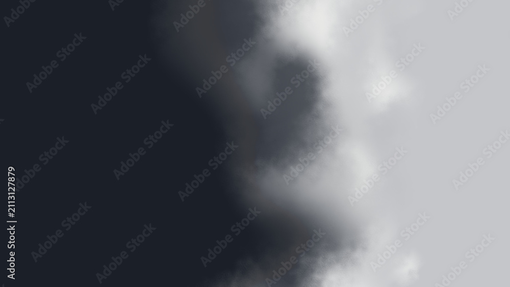 Fototapeta premium Smoke swirls against a split backdrop of deep charcoal and light gray.