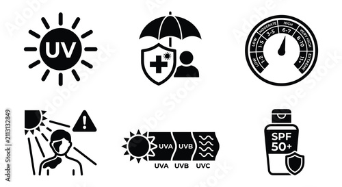 Sun Protection Icons Flat Vector Illustration On White Background