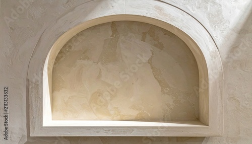 arched wall niche with empty shelf