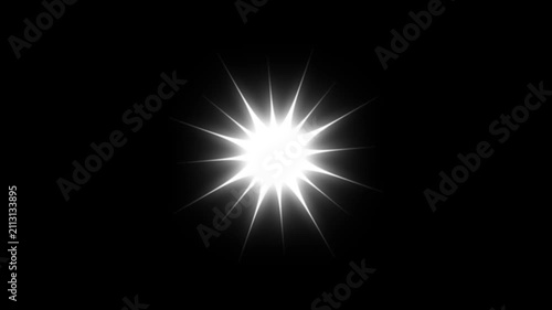 Glowing White Multi-Point Starburst Animation - Animated Bright Star Sparkle, Lens Flare Burst, Light Rays Explosion & Magic Glint Overlay Graphic for Motion Design Video Projects
