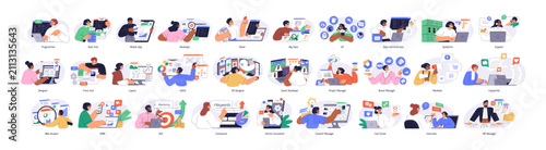 IT Professionals Vector Illustration Pack – Software Development and Digital Business Characters