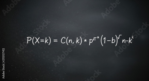 Binomial Probability Formula displayed on a dark subtly textured surface representing statistical calculations theoretical probability and the mathematical underpinnings of discrete random variables i