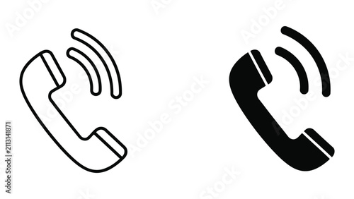 Cuadro en lienzo Telephone Handset Icons Featuring Ringing Signal Lines in Minimalist Vector Styl