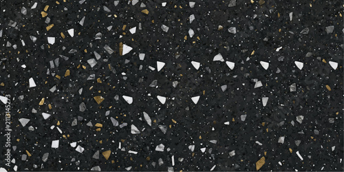 Bild auf Leinwand Modern dark terrazzo texture with small white and grey mineral fragments terrazz