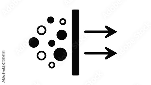 Vector illustration of icon of a filter or membrane separating particles from a flow on a transparent background