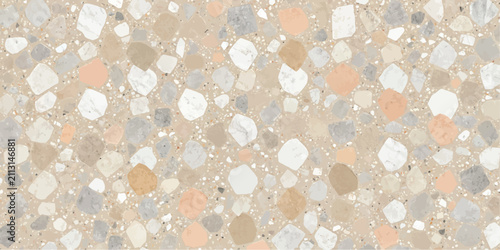 Natural stone terrazzo flooring surface background with terrazzo background aggregate material construction architectural interior speckled composition renovation concrete cladding