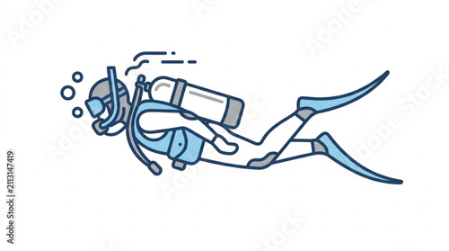 Obraz na płótnie Illustration of a scuba diver exploring underwater.