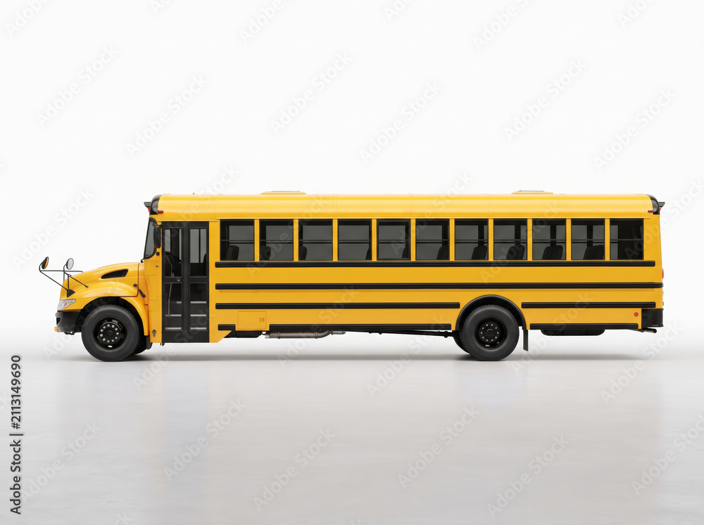 Obraz premium Classic american yellow school bus isolated on white background for education and transit concept