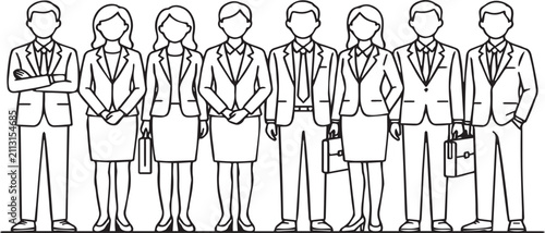 Bild auf Leinwand Business team vector icon featuring lineup of professional standing colleagues