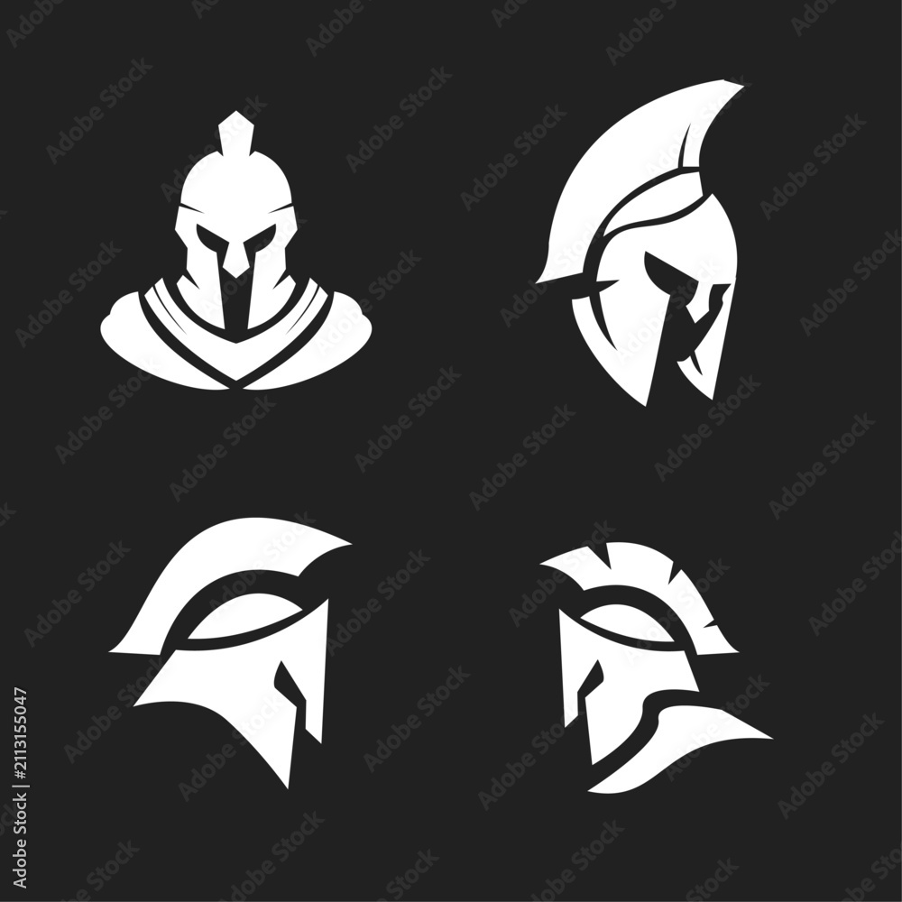 Fototapeta premium Collection of Spartan Warrior Helmet Vector Icons and Logo Designs