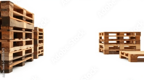 Wooden Pallets Arranged in a Studio Setting for Shipping and Logistics Concepts